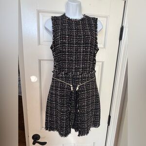 Black and pink tweed romper